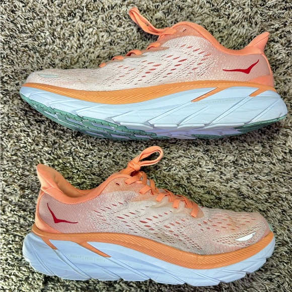 Hoka Clifton 8 Orange Running Shoes Sneakers 1119394 CSPY Womens Size 9B - Picture 4 of 10
